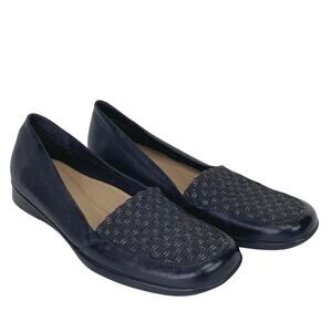 TROTTERS Jenkins Loafers Womens 8 Black Leather Metallic Comfort Walking Shoe